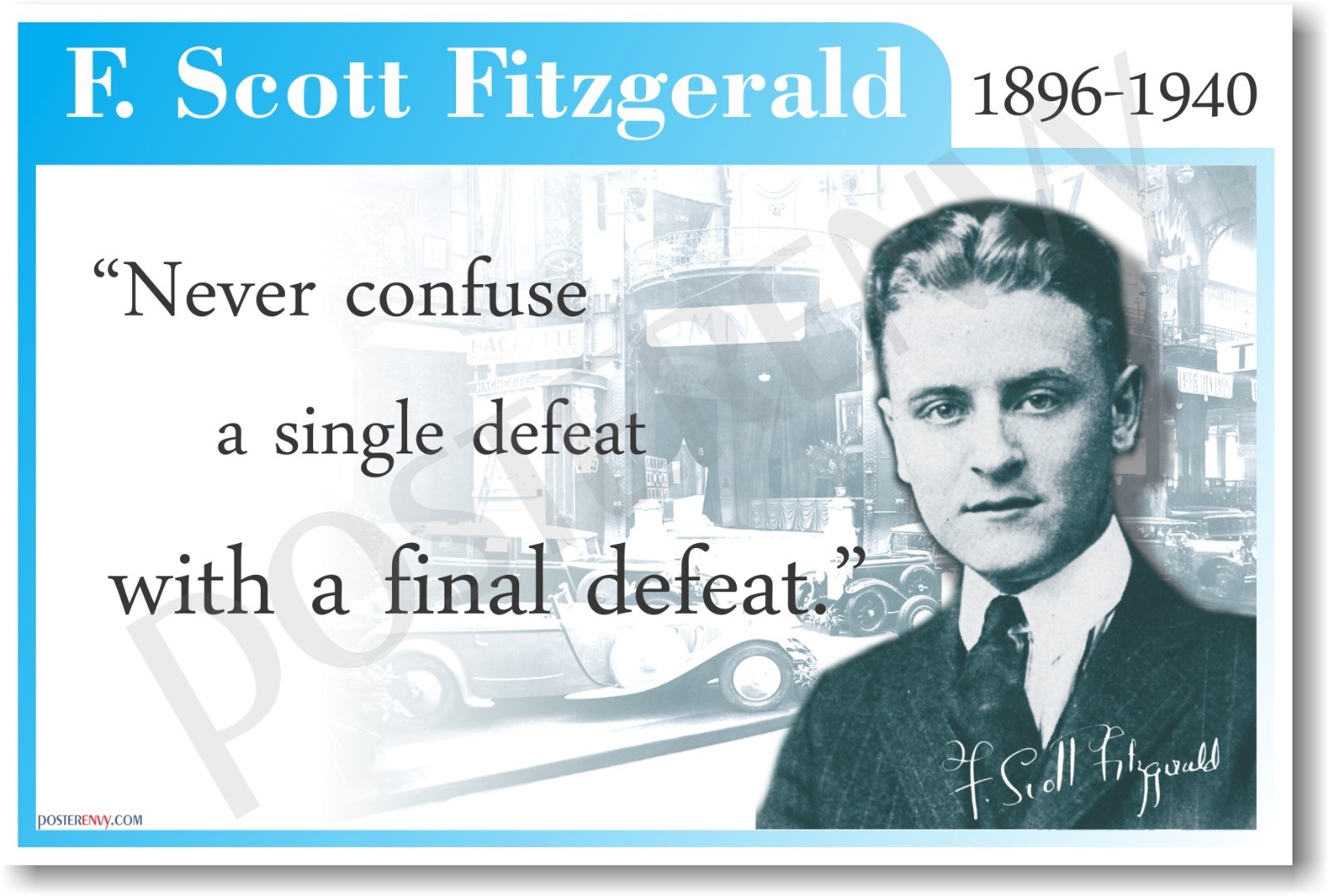 F. Scott Fitzgerald - Never Confuse a Single Defeat... - NEW Motivational POSTER