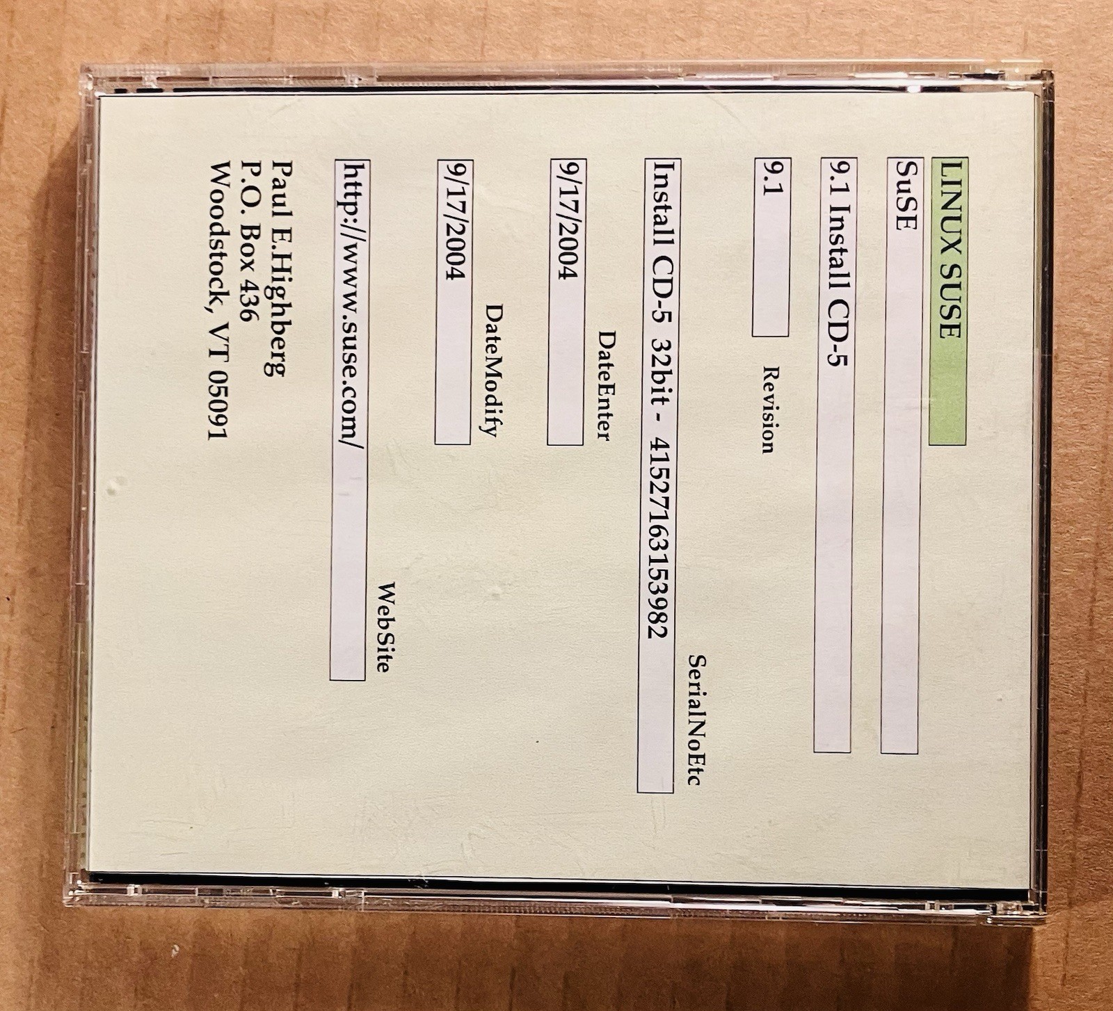 SUSE Linux Professional 9.1 Complete 5 Disc CD Set 2004 Vintage Software