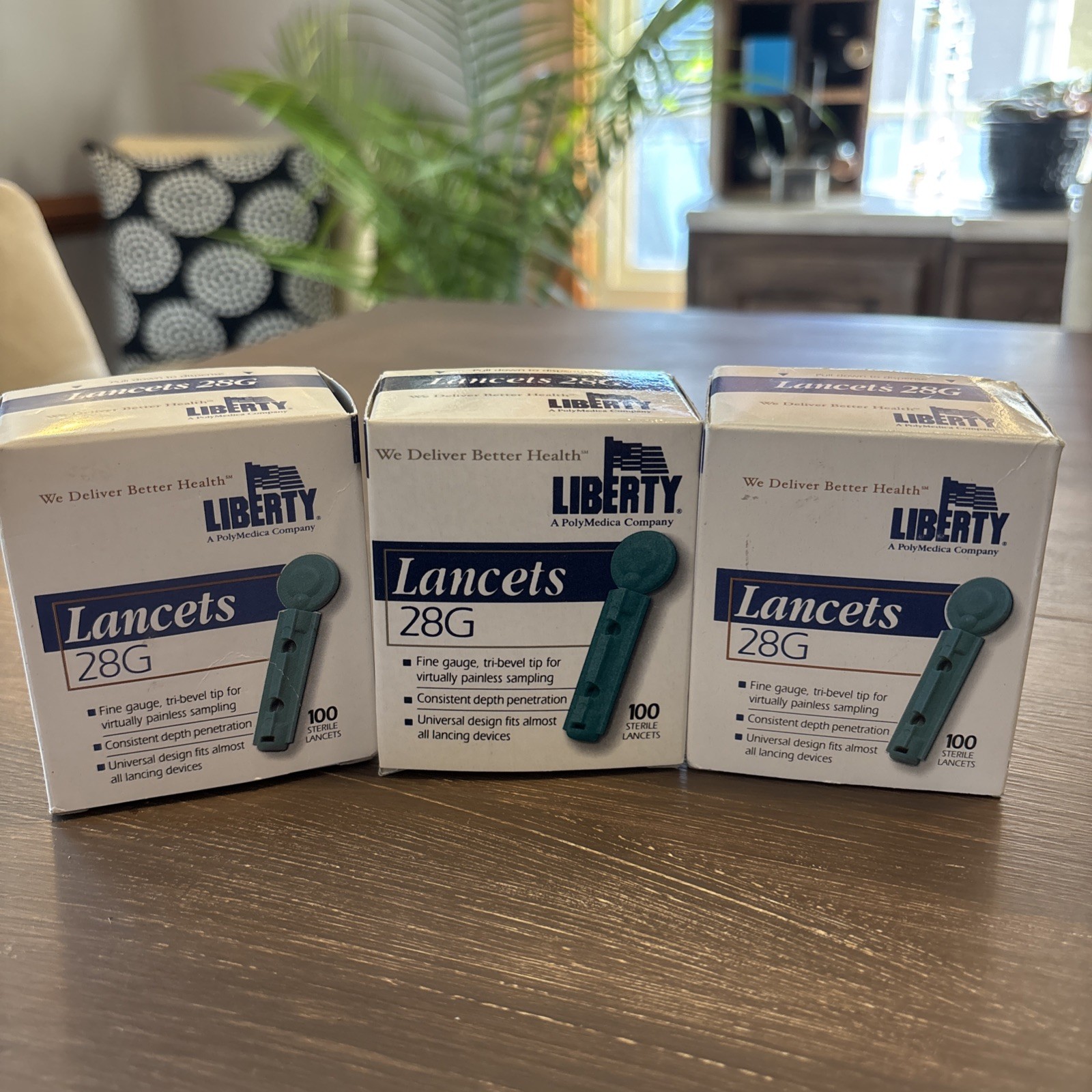 New Liberty Brand 28 Gauge Sterile LANCETS 3 boxes of 100 count each
