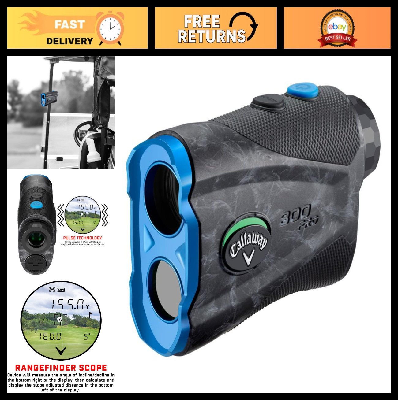 300 Pro Laser Rangefinder for Golf - Accurate Distance Measurement, Compact Desi