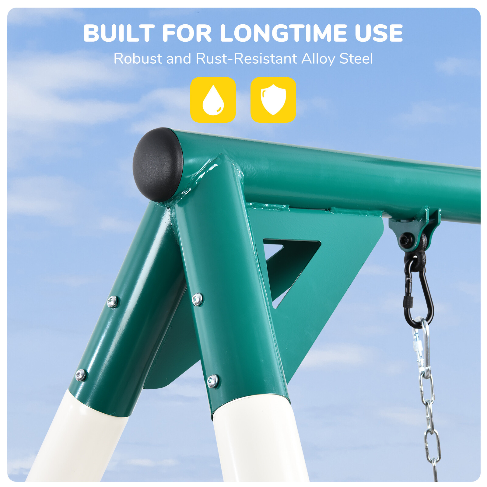 700LBs Heavy Duty A-Frame Metal Swing Set with 3 Swings Kids Adult Backyard Play