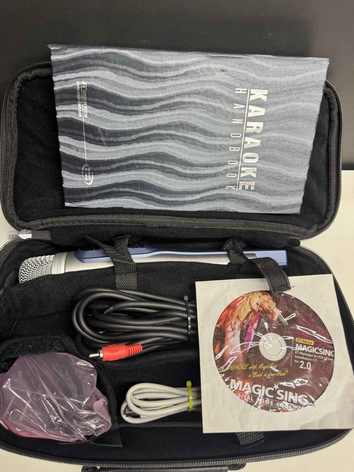 MAGIC SING Karaoke Microphone With Cables, Adapter, Bag & Book