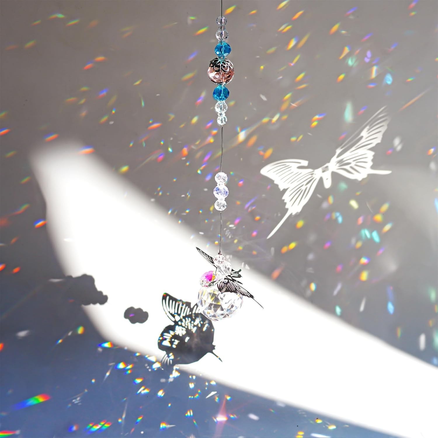 Stunning Handmade Butterfly Crystal Prism Suncatcher - Light & Rainbow Effects