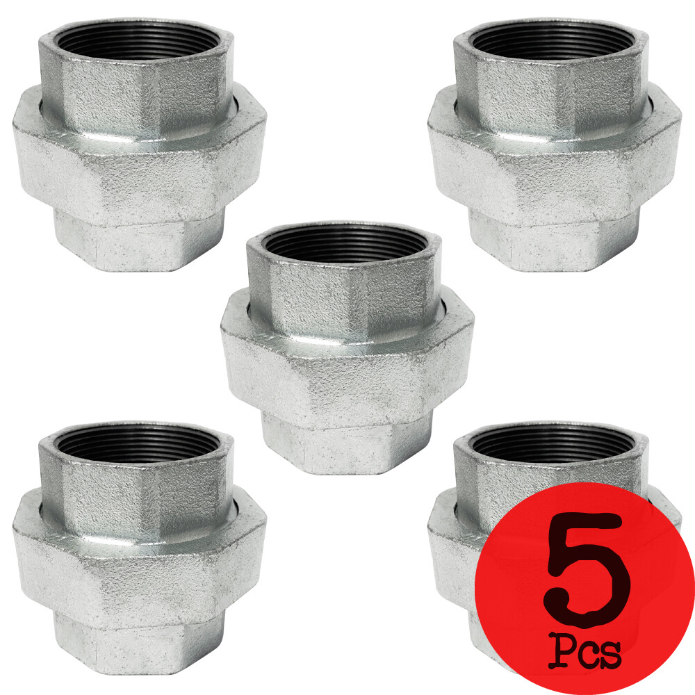 5 Pack of 1-¼” Galvanized Union 1-¼” FNPT X 1-¼” FNPT Thread