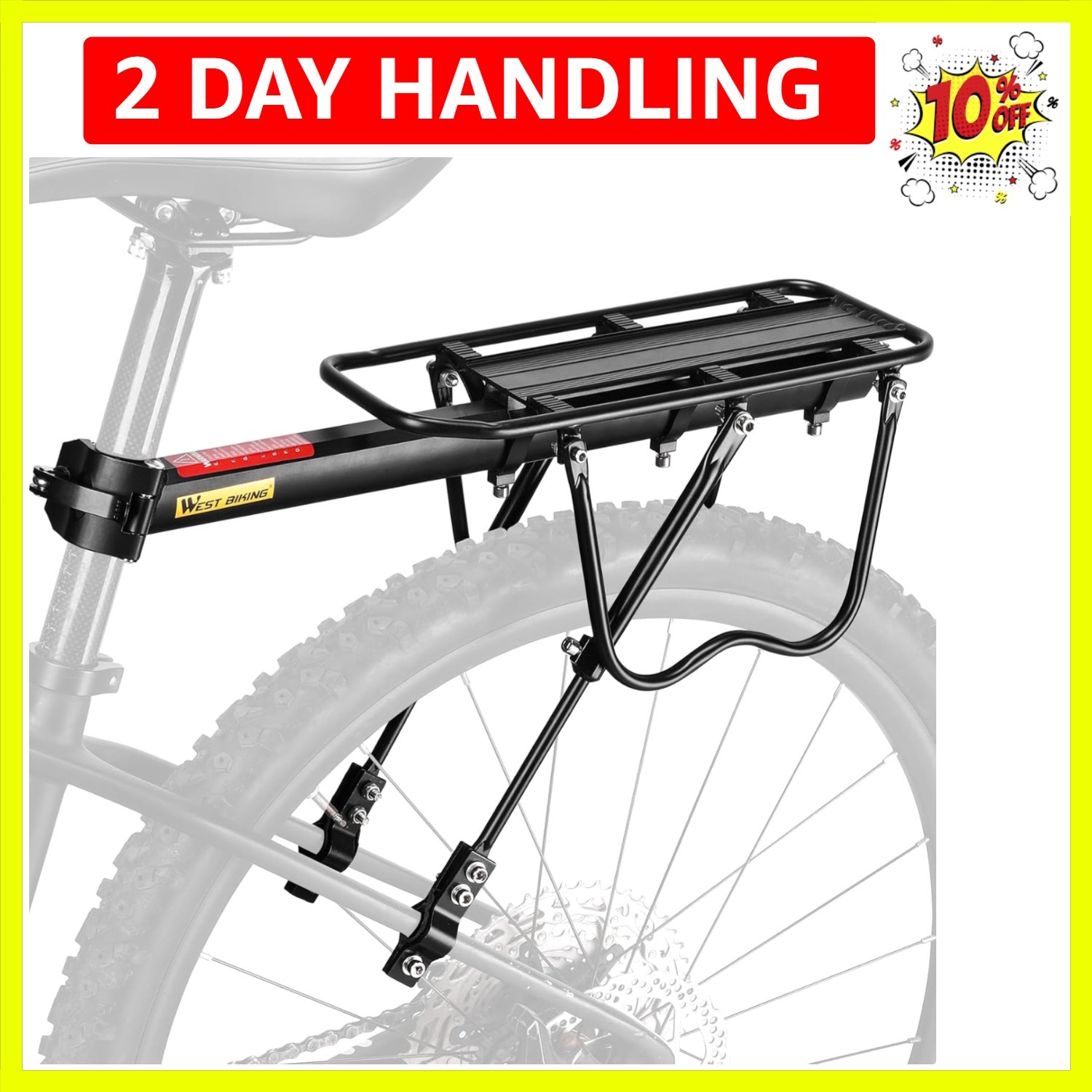 110Lb Capacity Almost Universal Adjustable Bike Cargo Rack Cycling Equipment ...