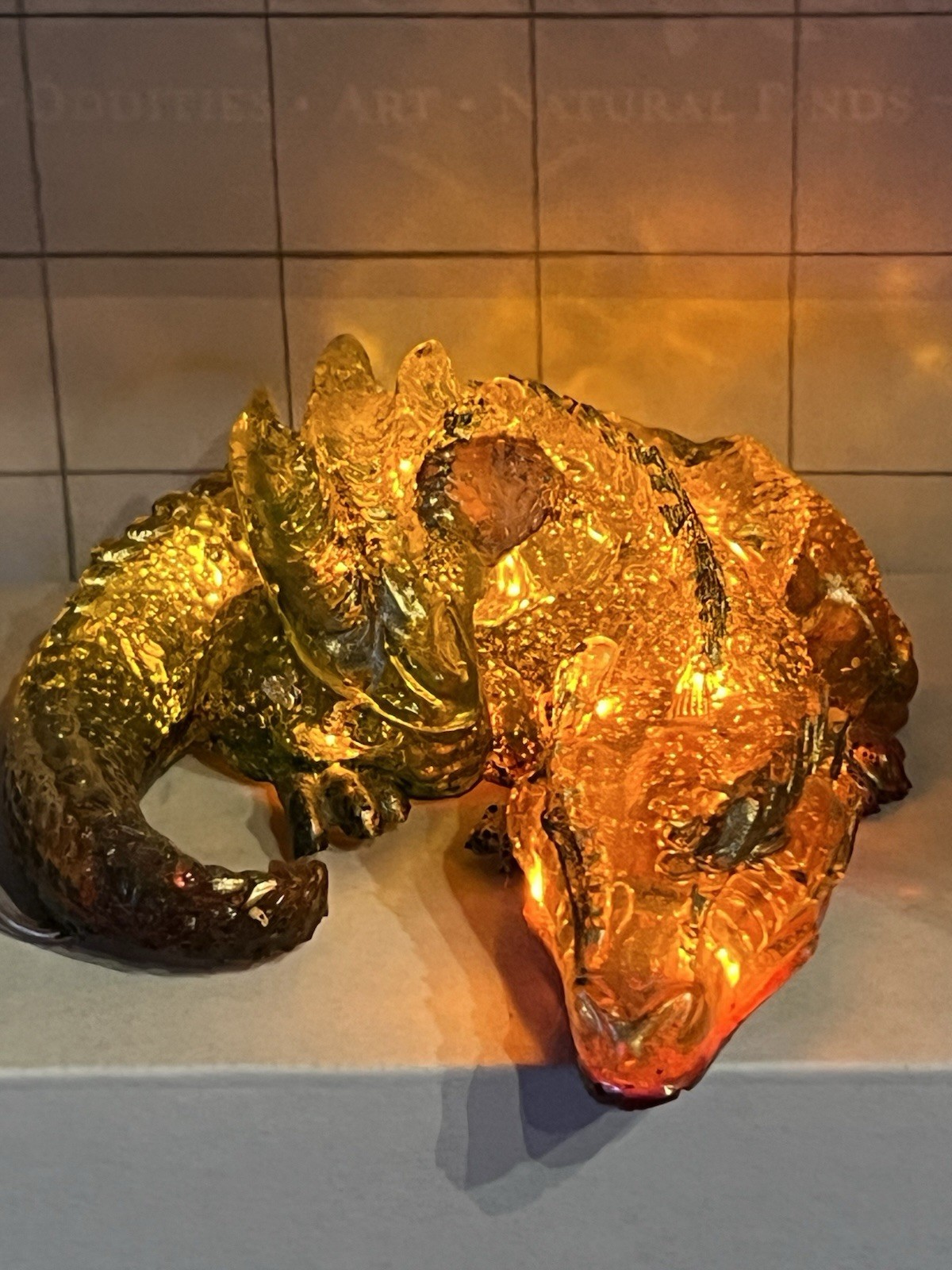 Sleeping Dragon Resin Poured Light Up Battery Operated