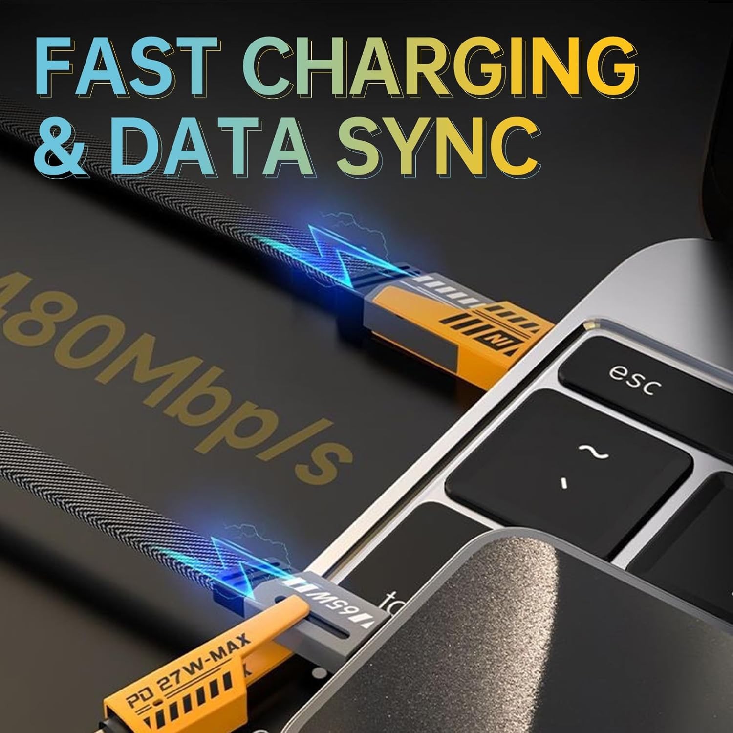 4-in-1 USB-C Cable Fast Charging Cable & Data Sync for Samsung iPhone MacBook