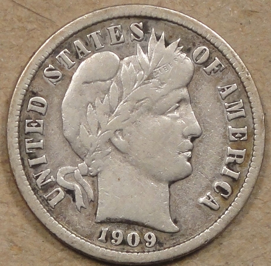 1909-D Barber Dime 10c Old Cleaned VF as Pictured L2
