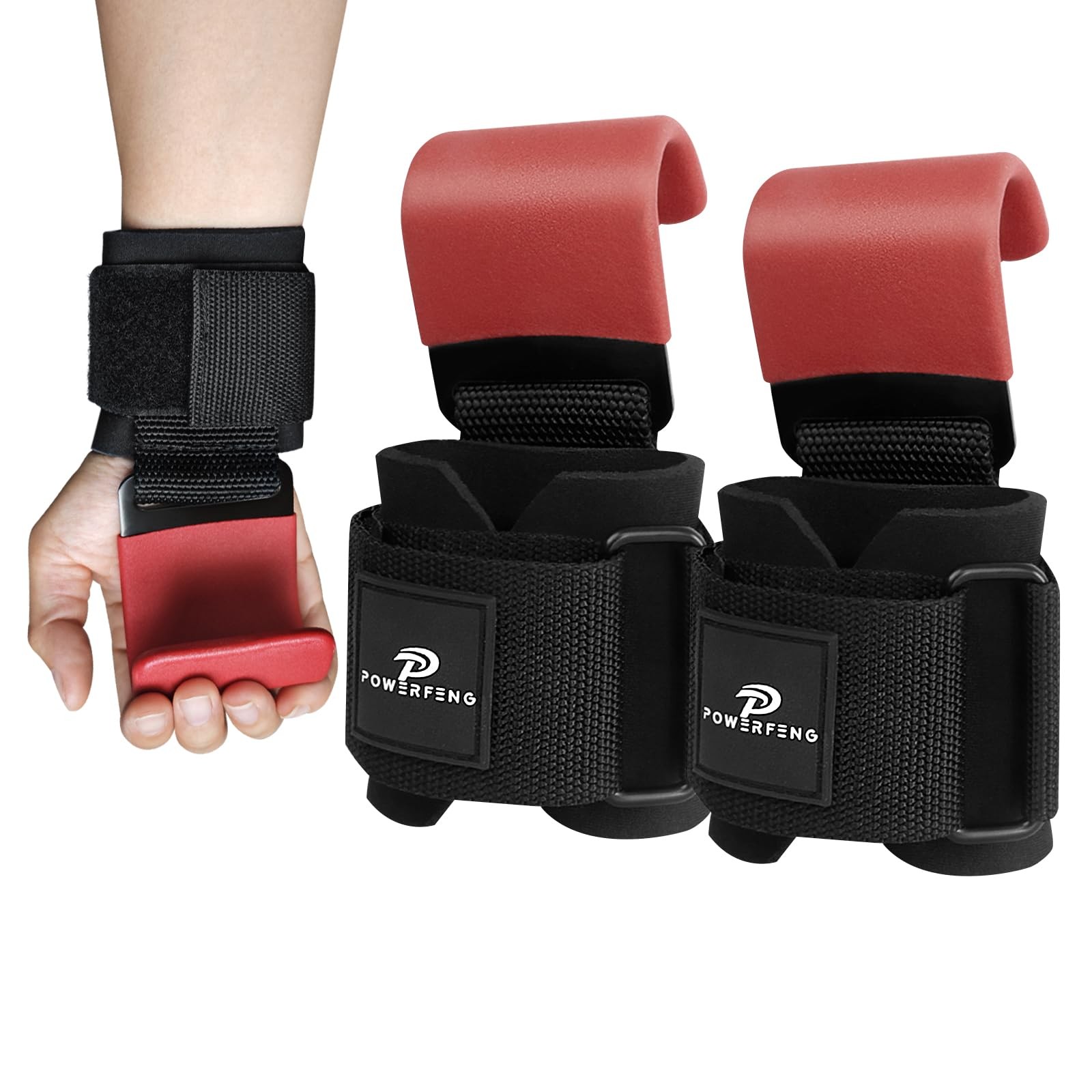 Lifting Hooks for Weight Lifting: Weightlifting Wrist Straps Hand Red