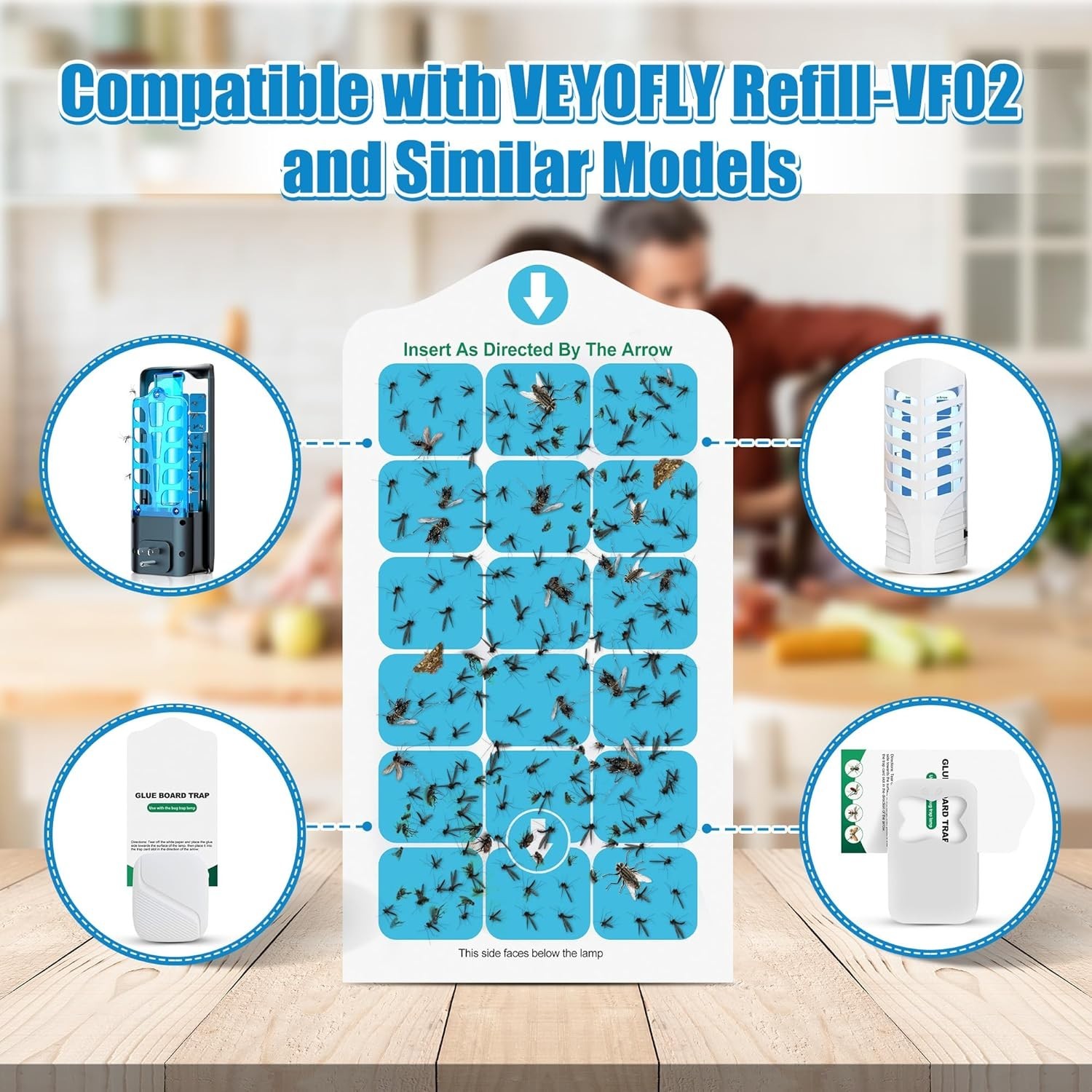 Maximize Insect Control with 12 Pack VEYOFLY Trap Refills - Dual-Sided Adhesive