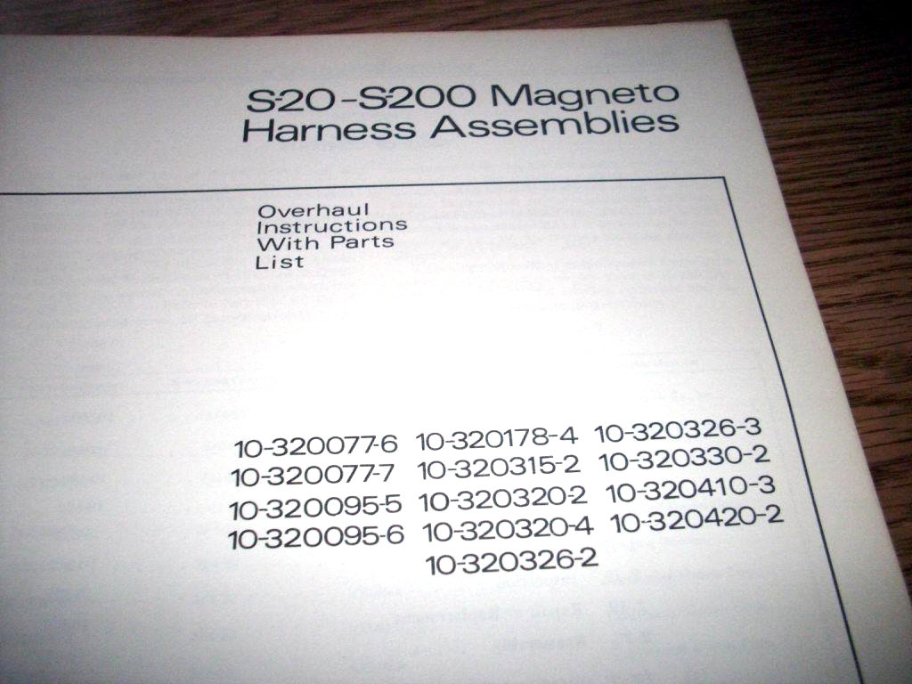 Bendix S-20 & S-200 Magneto Harness Overhaul & Parts Boolket