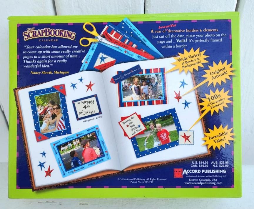 2009 Easy Scrapbooking Calendar by Accord Complete & Ex Cond