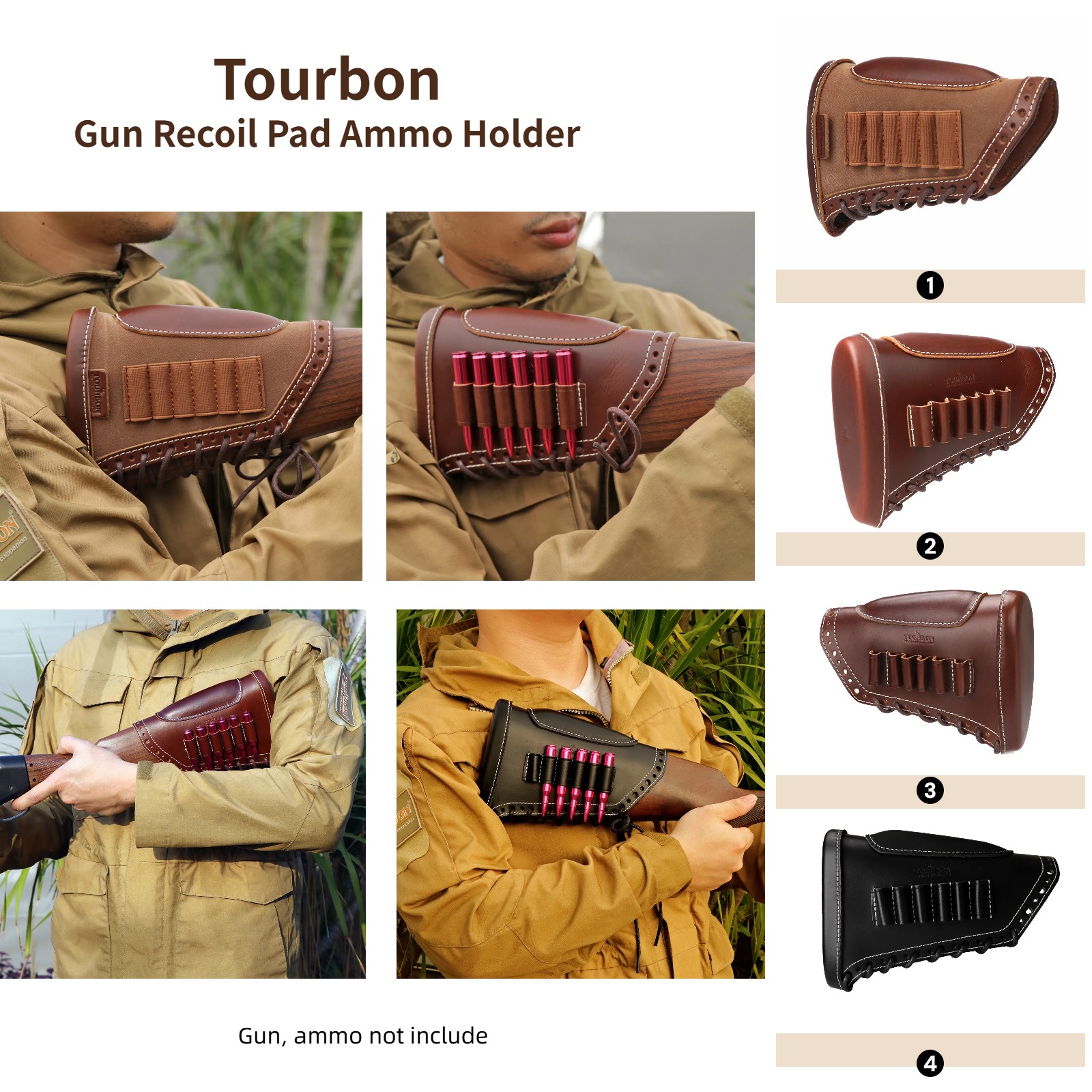 Tourbon Recoil Pad Rifle Cheek Rest Gun 308 Ammo Holder Buttstock Cover 4 Option
