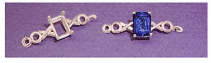 7x5mm EMERALD X's & O's STERLING SILVER PRE-NOTCHED BRACELET LINK