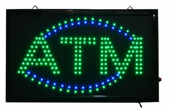 LARGE Bright LED Neon Light ATM Sign Business Animated Motion Display 21" X 13"