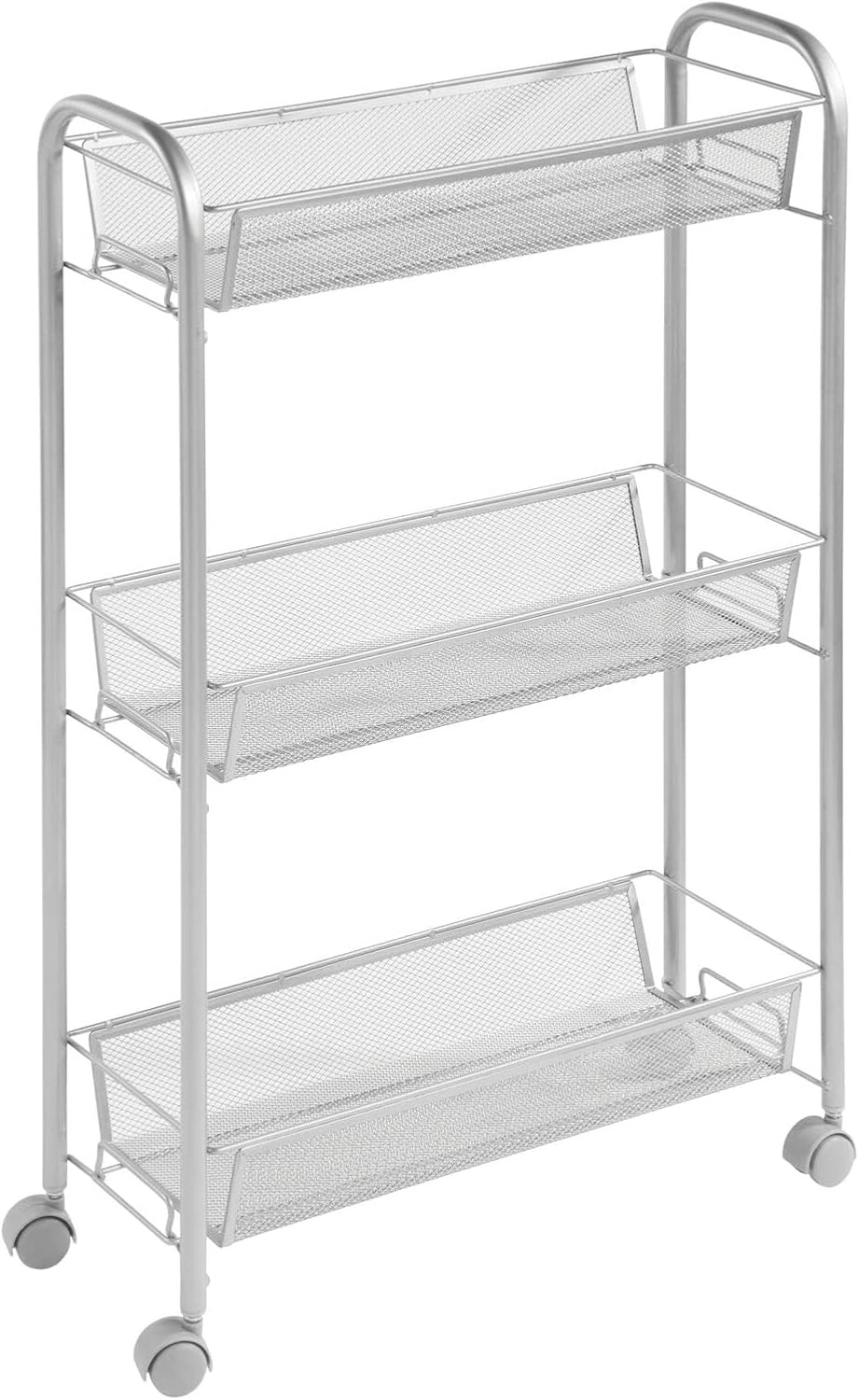 Steel Rolling Utility Cart Storage Organizer Trolley with 3 Basket Shelves for L