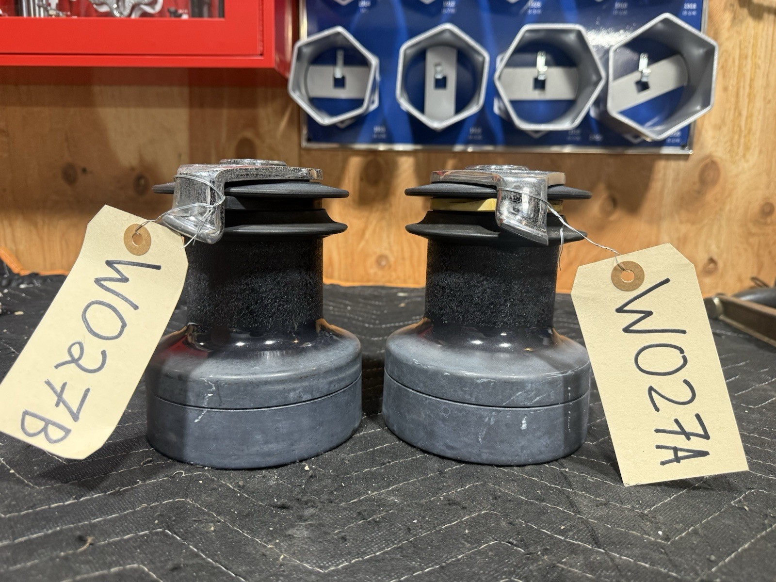 Pair Barient Model 21-33 Aluminum Anodized Self-Tailing Two-Speed Winches - W027
