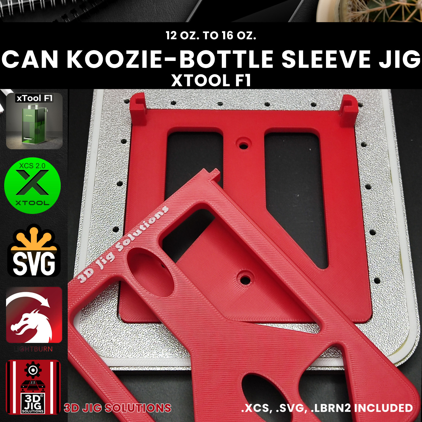 xTool F1 Koozie Jig | Bottle Cooler Laser Engraving Template | Both Sides