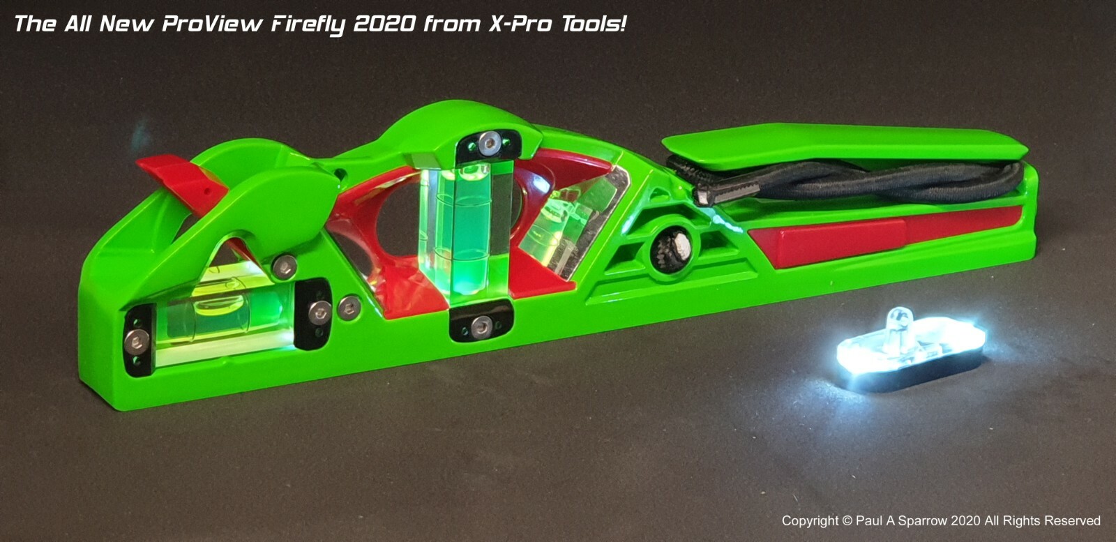25cm Magnetic Illuminated Mirrored ProView Firefly Scaffold Torpedo Spirit Level