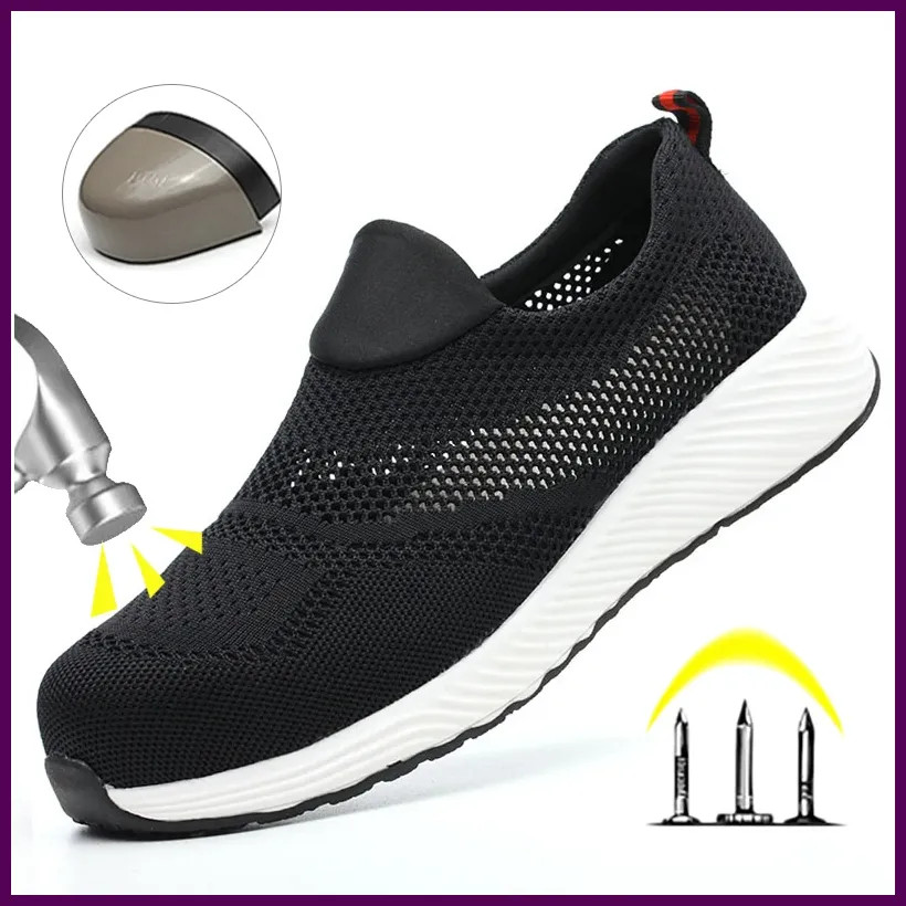 Summer Mesh Light Work Sneakers Steel Toe Protective Work Safety Shoes Men Women