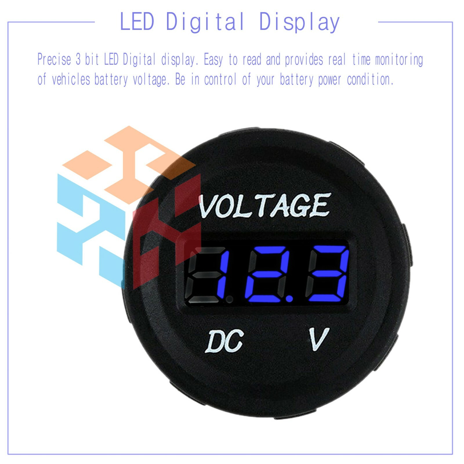 LED Digital Display Voltmeter Car Motorcycle Voltage Volt Gauge Panel Meter 12V