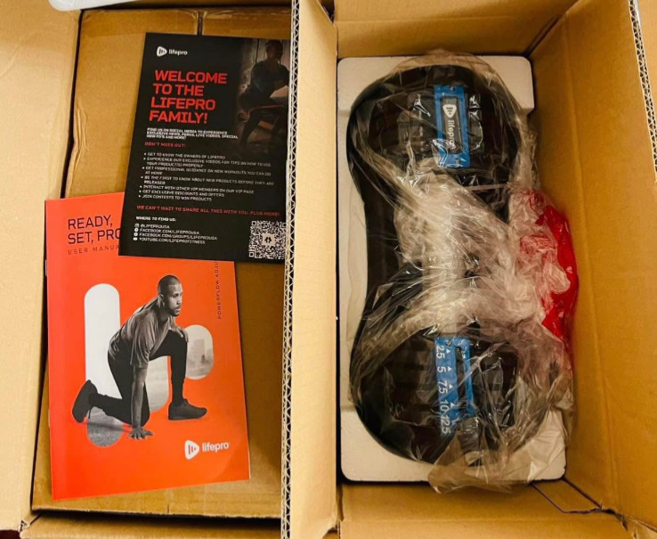 NIB Set of 2 Lifepro Adjustable Dumbbells with storage trays 2.5 - 12.5 pounds
