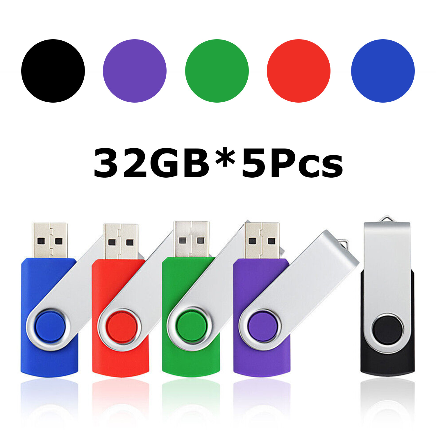 5PCS 32GB USB 2.0 Flash Drives Memory Sticks USB Zip Jump Pen Thumb Drives