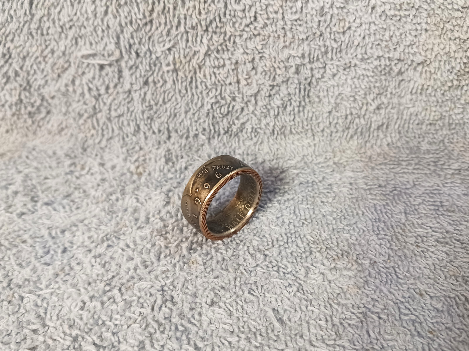1996 Kennedy Half Dollars  size 10  coin ring  handmade mixed metals (A)
