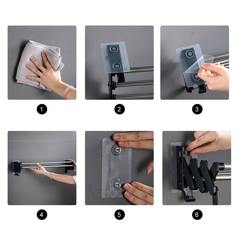Stainless Steel Wall Mounted Expandable Clothes Drying Rack Towel Rack