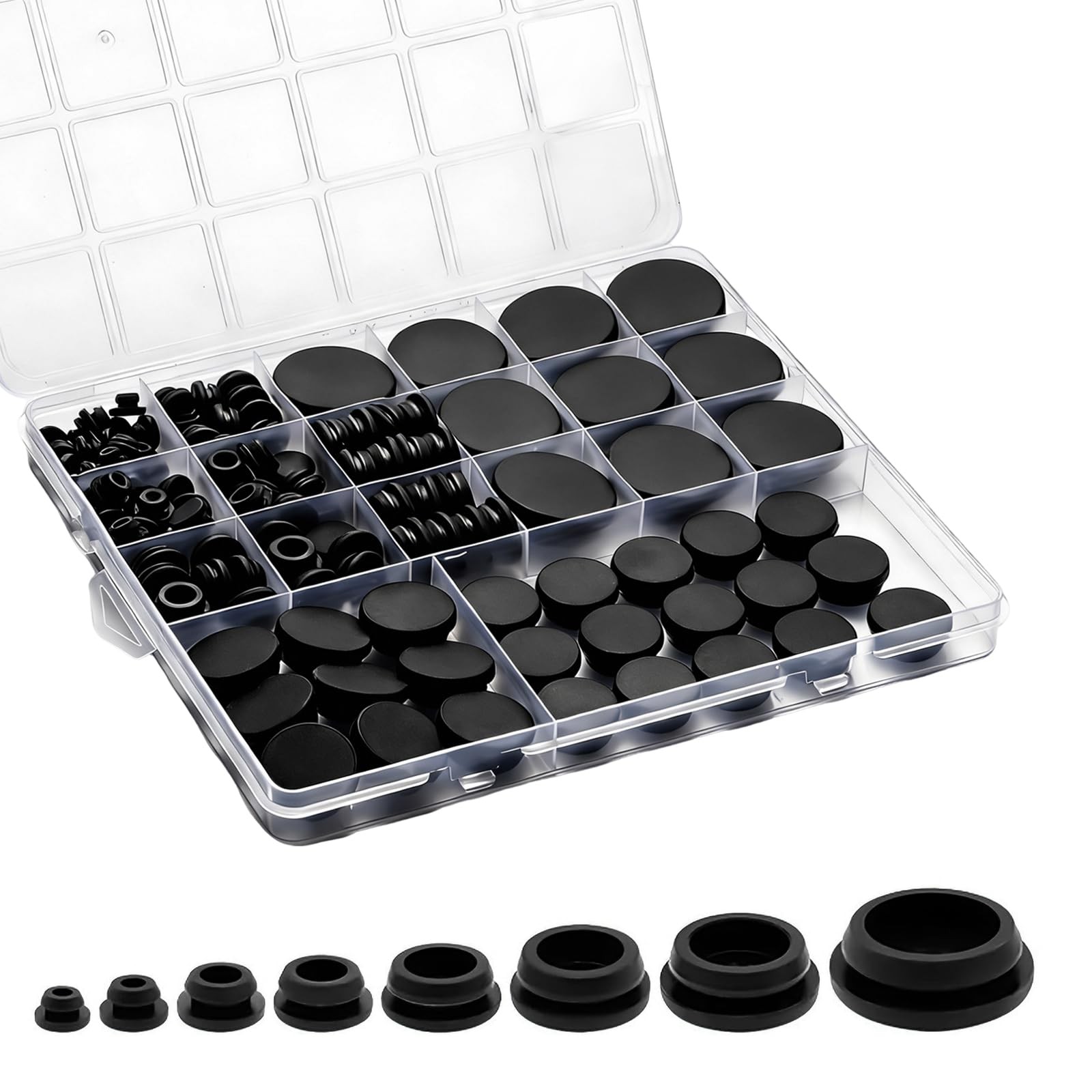 125Pcs Rubber Plugs for Round Holes, Durable and Long Service Life, 8 Sizes H...