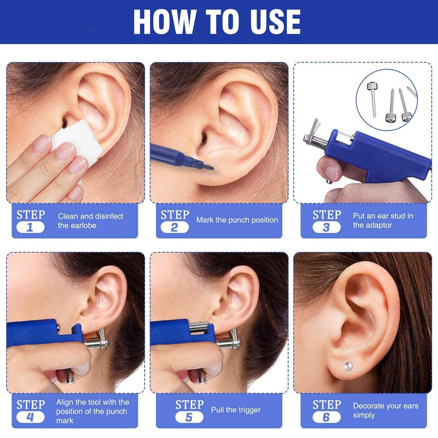 Ear Piercing Kit,Premium Ear Piercing Gun Kit with Hypoallergenic Piercing Studs