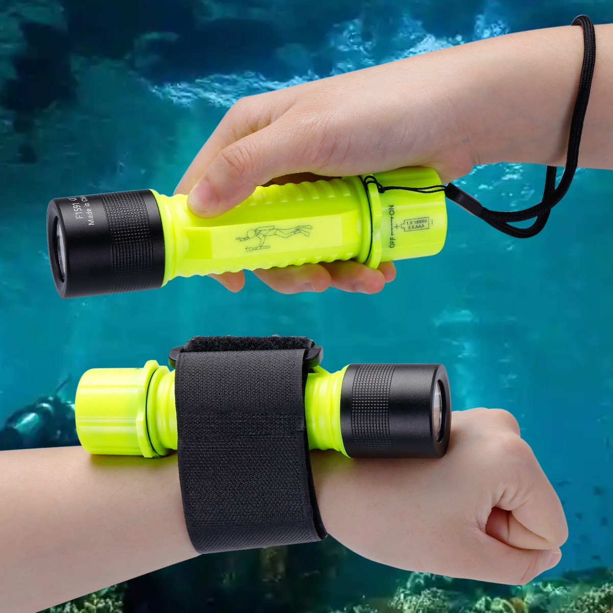 2PACK Professional Scuba Diving Flashlight Underwater 80ft Waterproof Dive Torch