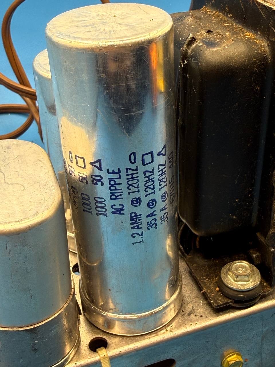Vintage Electronic Power Supply Chassis Transformer Capacitor Assembly RE