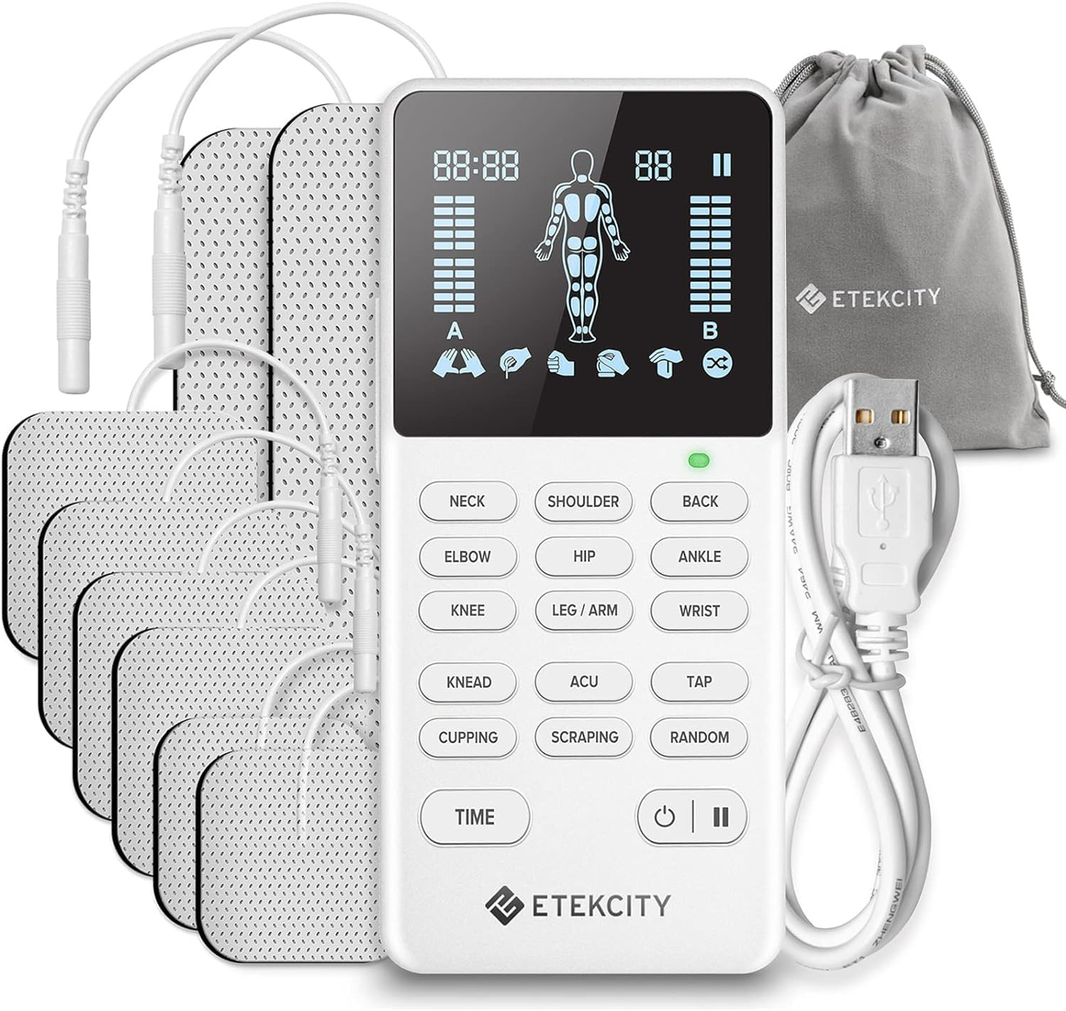 4-Channel TENS Unit Muscle Stimulator FSA HSA Eligible for Pain Relief & Therapy
