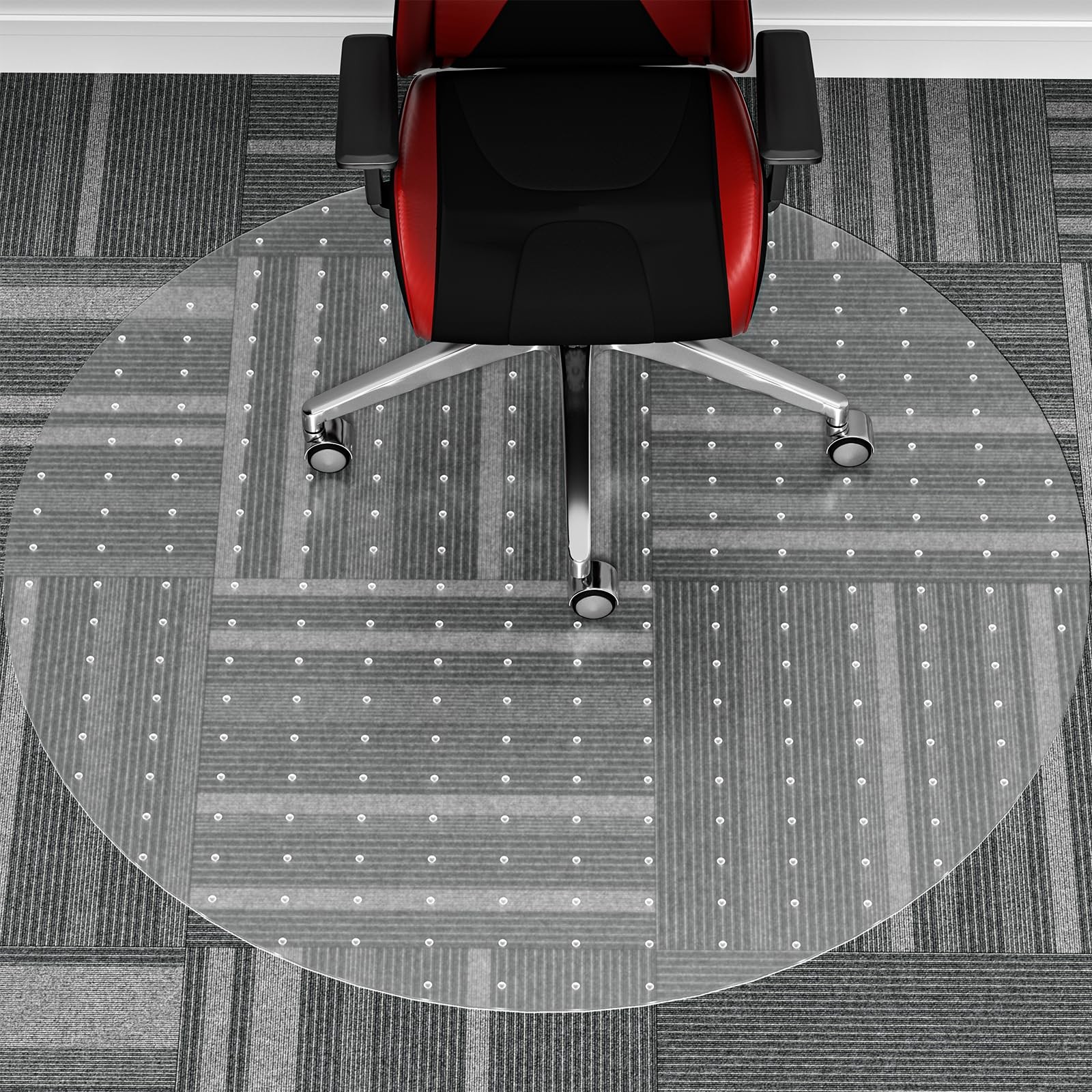 WASJOYE Office Chair Mat for Carpet, 48 Inch Round 48" x 48", Transparent