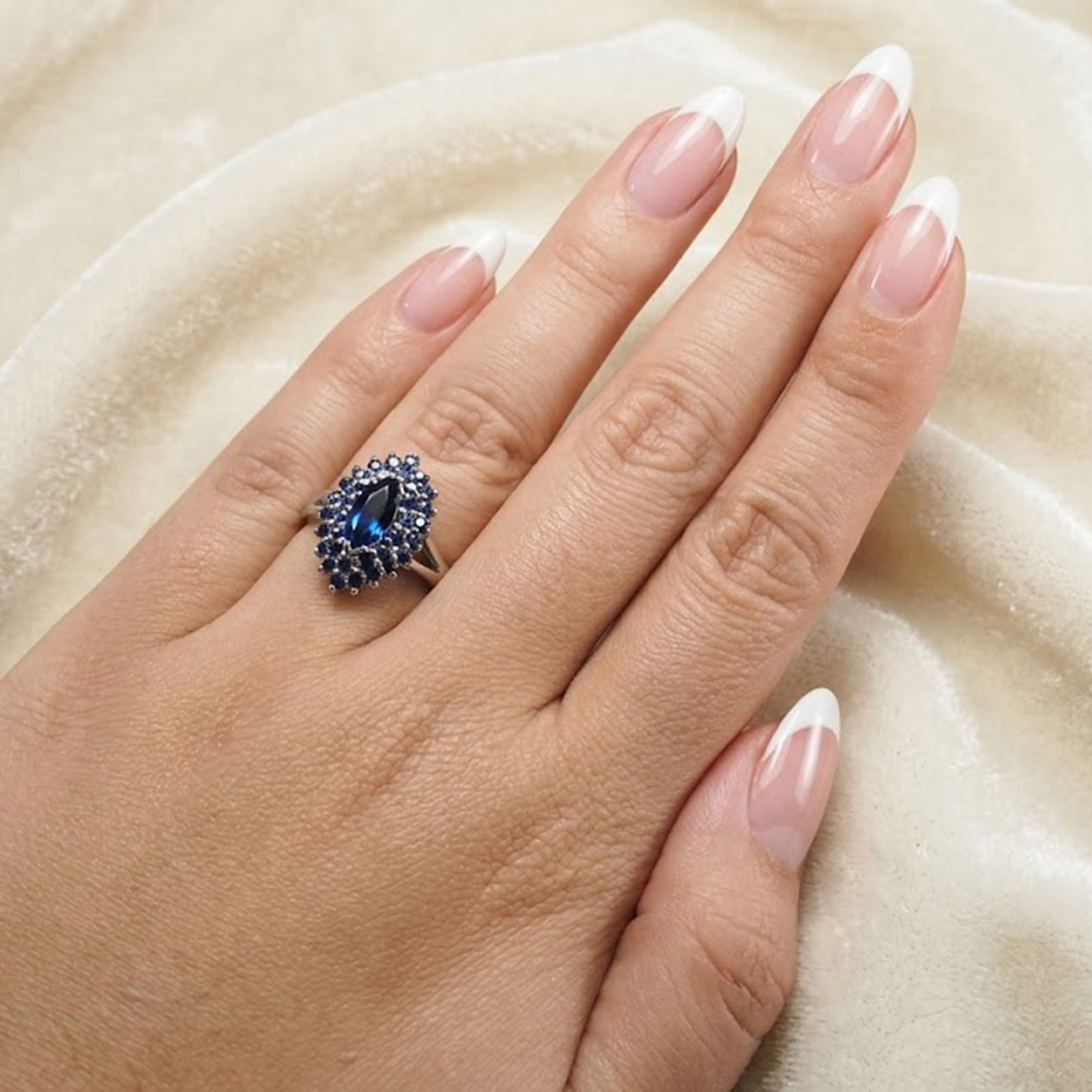 Alluring Royal Blue Sapphire Marquise 2.10Ct 925 Sterling Silver Handmade Rings