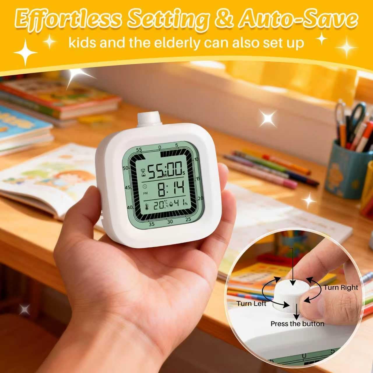 Visual Timer, 60 Minutes Countdown & Countup Timer, Digital Alarm Clock with ...