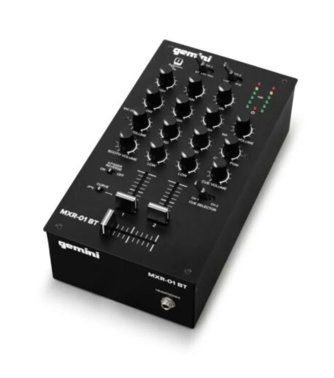 Gemini MXR-01BT 2 Channel Professional DJ Mixer With Bluetooth Input. New
