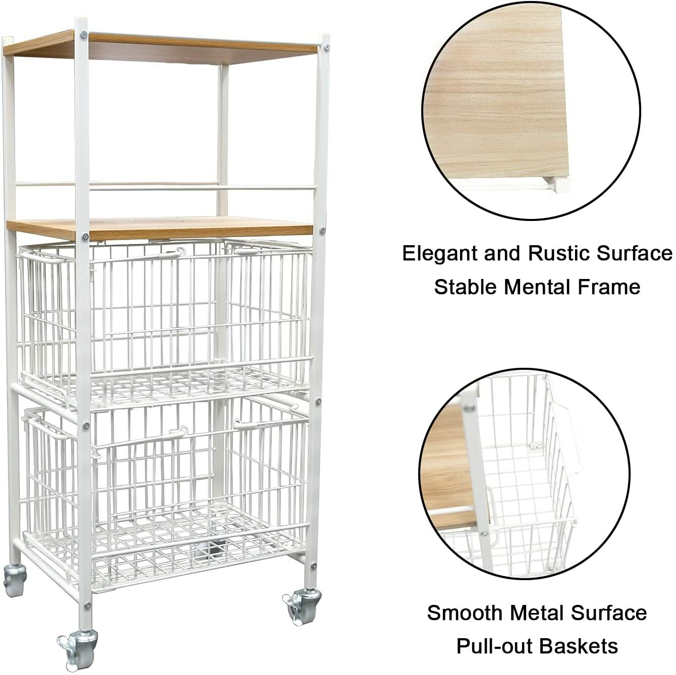 Kitchen Trolley Cart 4 Tiers Storage Rack Trolley Rolling Cart with 4 Wheels