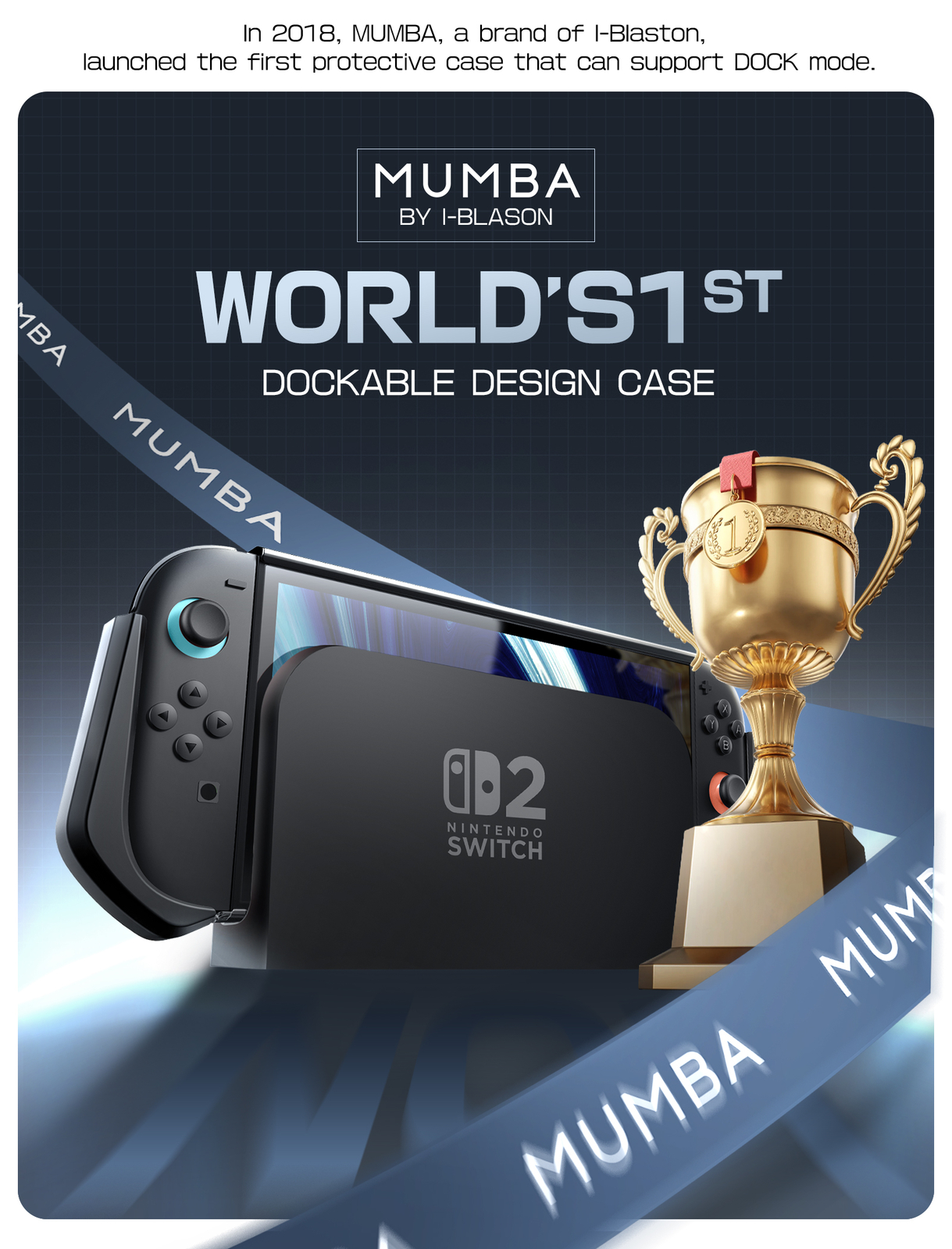 Mumba Full Protection Dockable Case For Nintendo Switch 2 (7.9") TPU Grip Cover