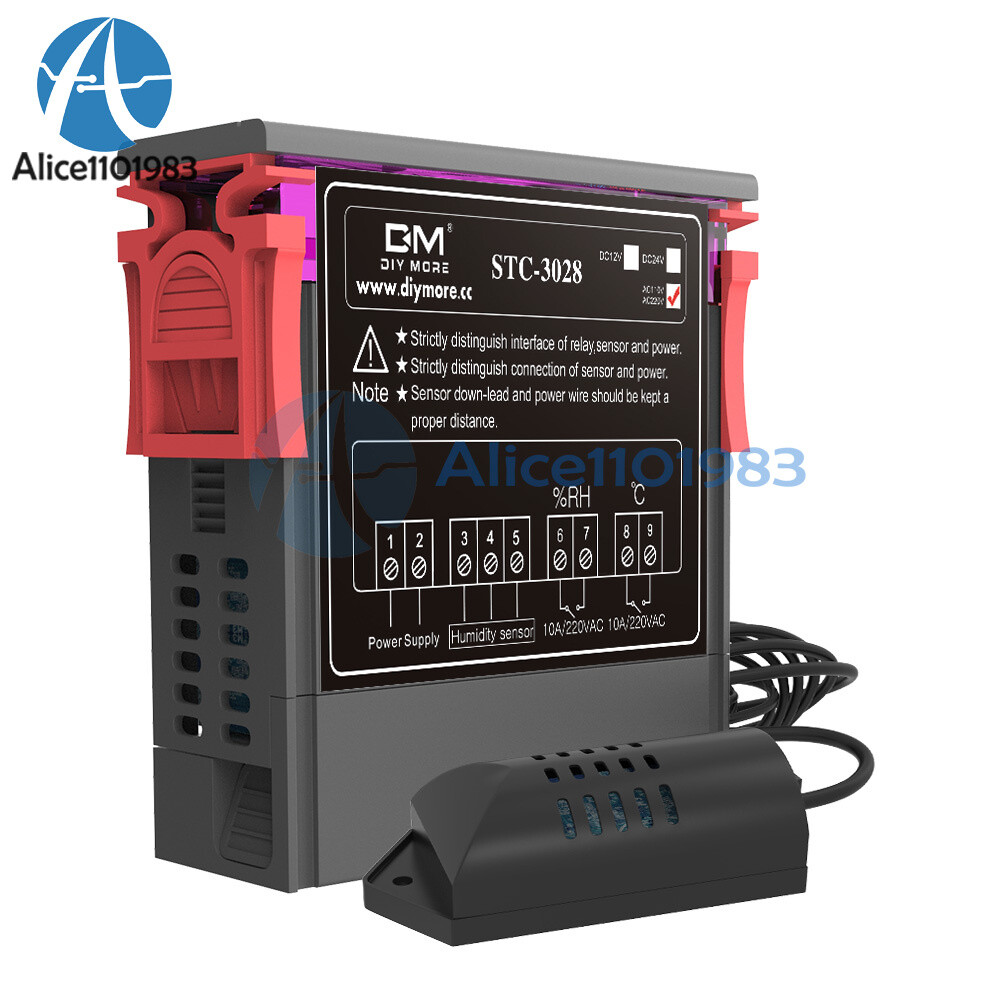 STC-3028 AC110-220V Digital Dual LCD Temperature Humidity Controller Thermostat
