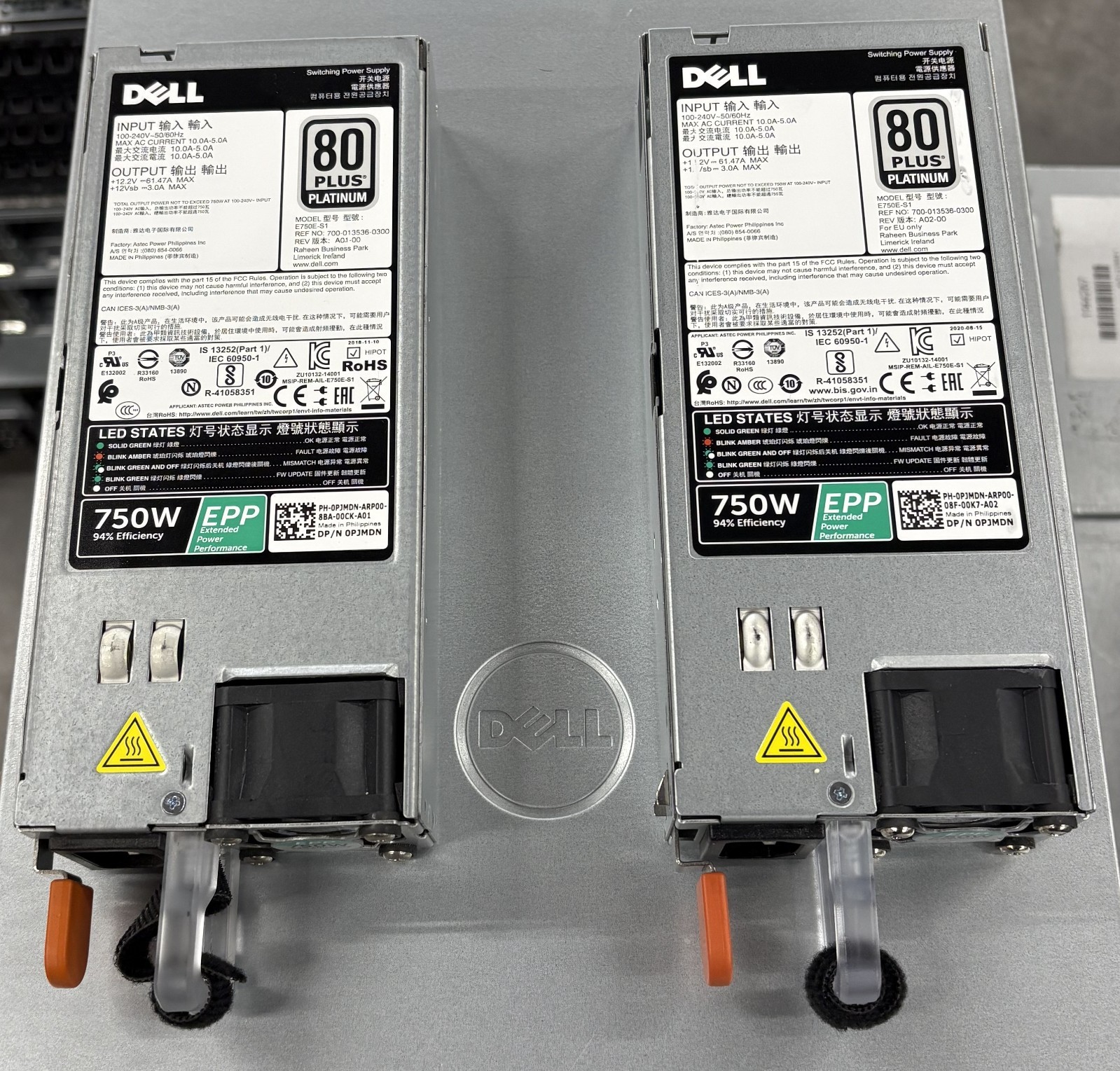(Lot of 2) POWER SUPPLY 750WATT R530 R630 R730 R640 R740 PJMDN W8R3C KTW3M G6CCK