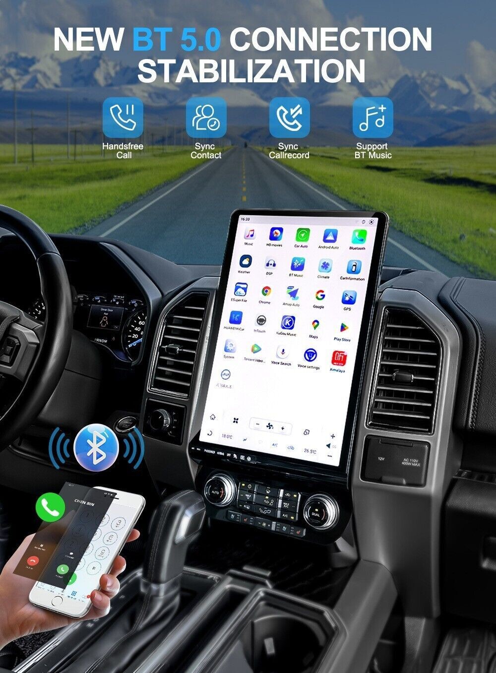 16.8'' Car Stereo Radio Auto Android Carplay 8+128GB For 2015-2021 Ford F-150
