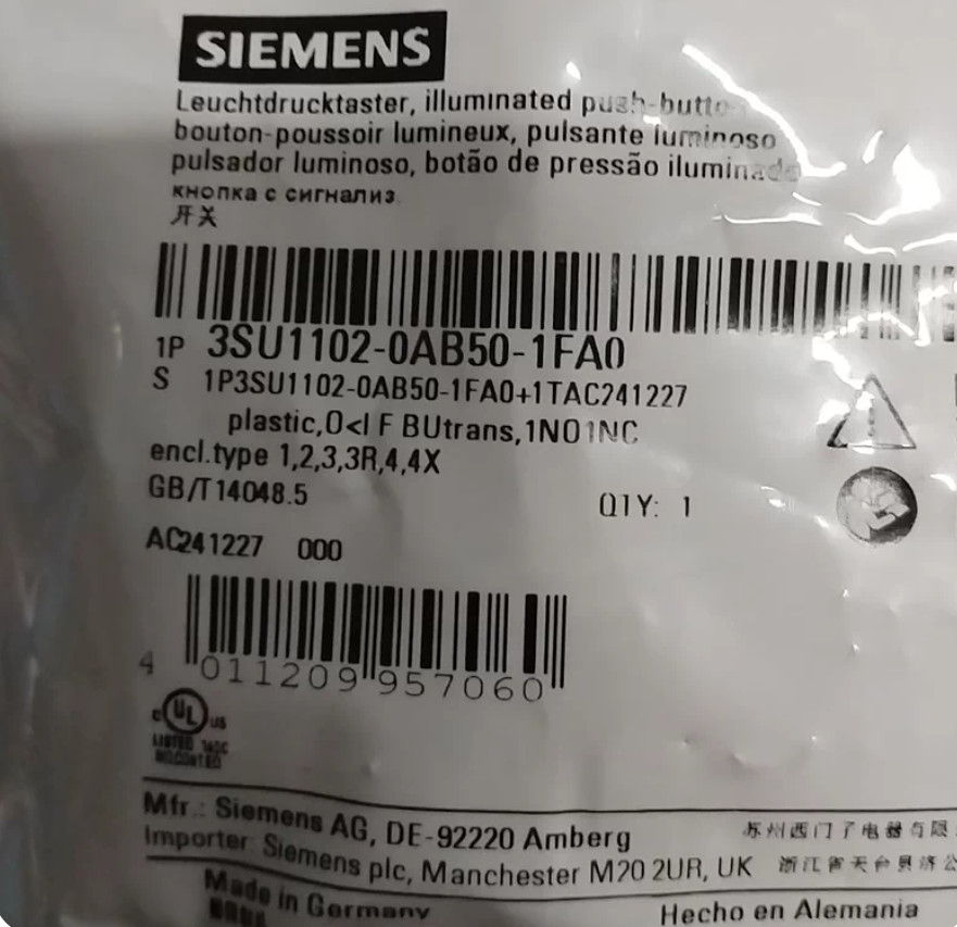 1PC NEW SIEMENS Push-button switch 3SU1102-0AB50-1FA0 #LL
