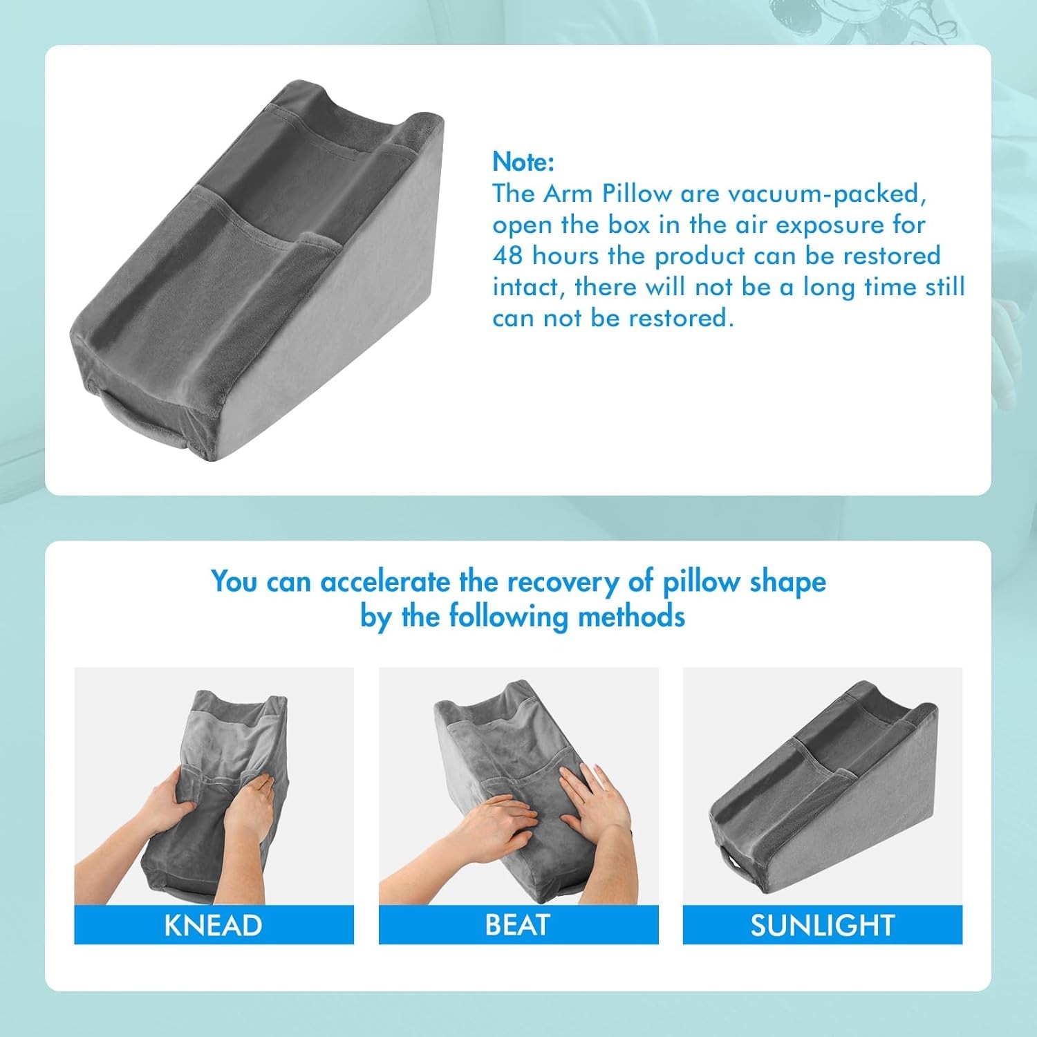 Arm Elevation Pillow w 2 Pockets Soft Ergonomic Support for Elbow Rest Wedge