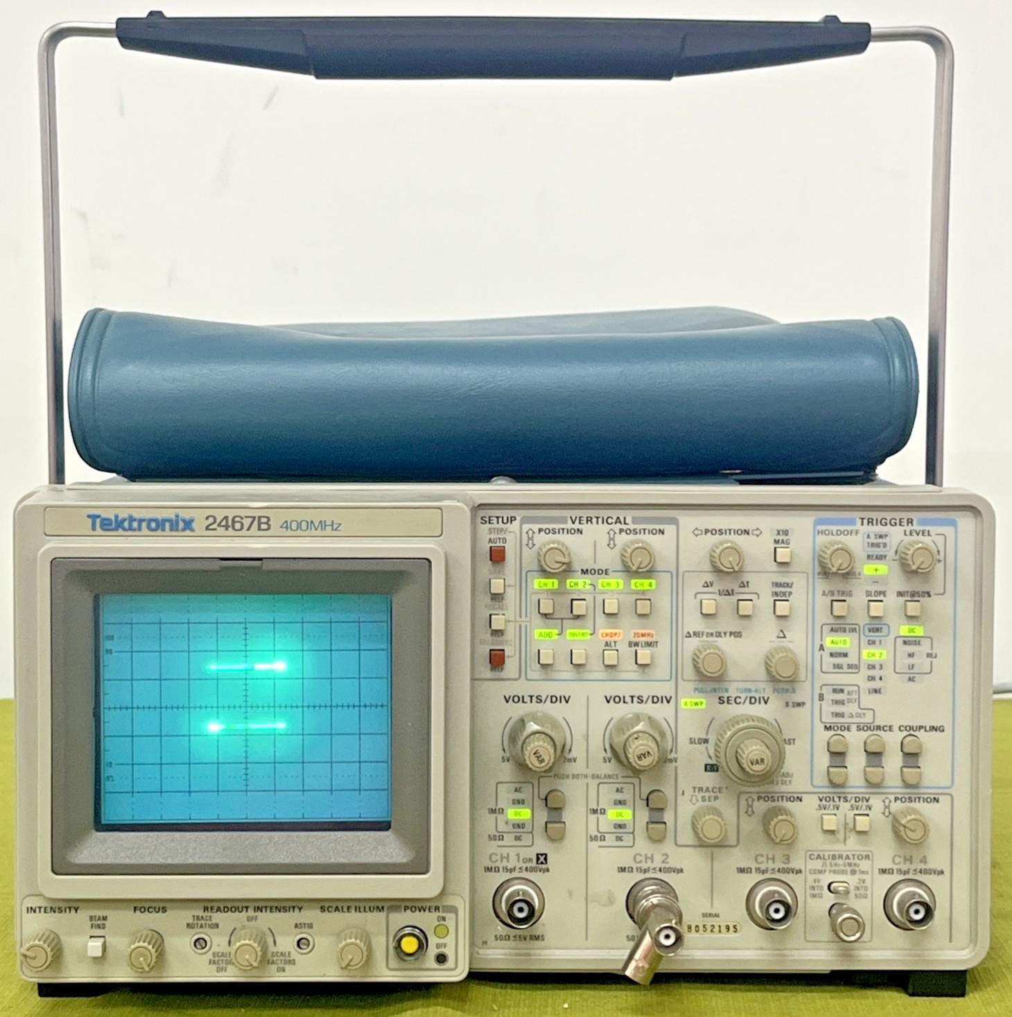 Tektronix 2467B 400MHz 4-Channel Analog Oscilloscope w/ 3 Probes & Manual
