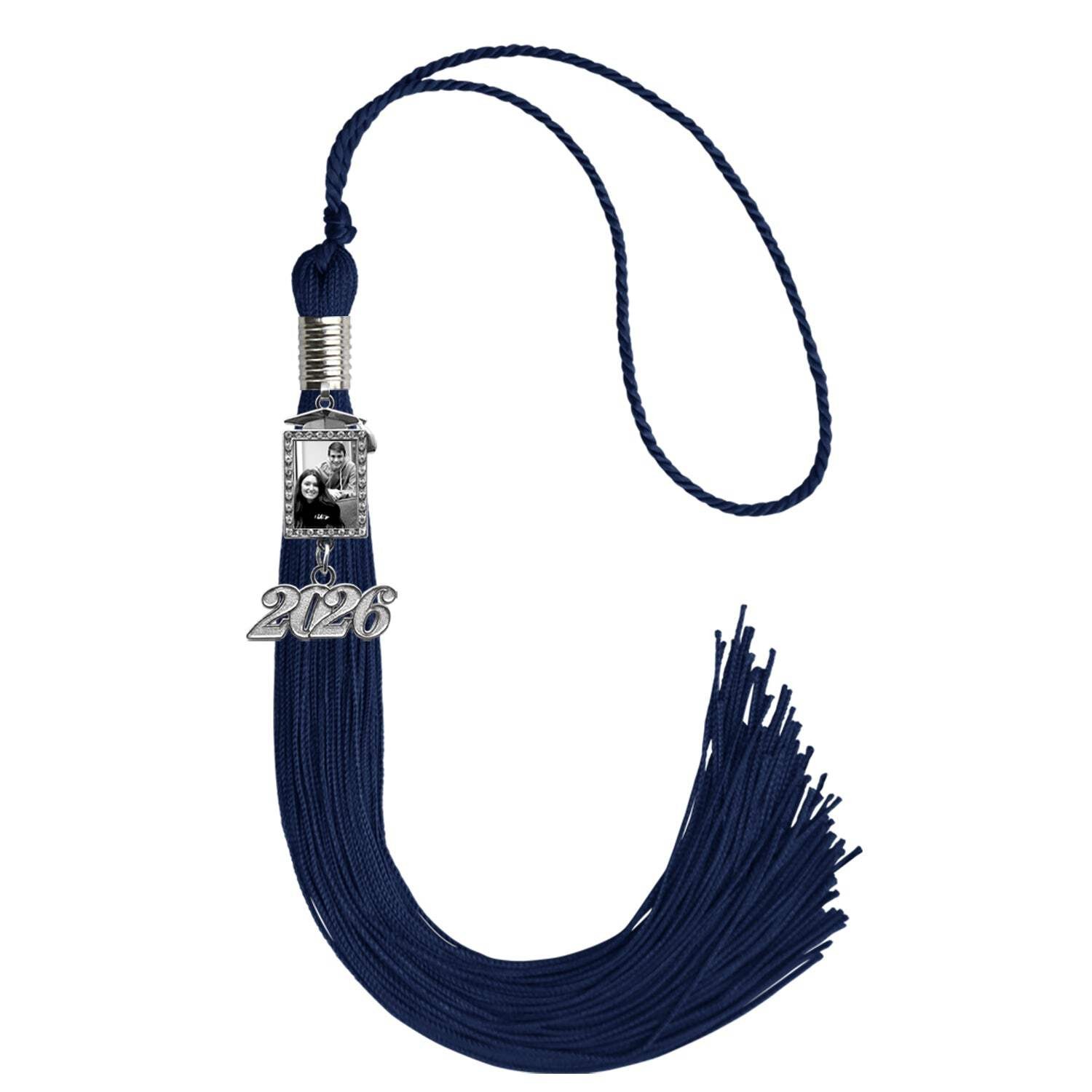 Endea Graduation Navy Blue Tassel with Photo Frame Charm and Year Date Drop