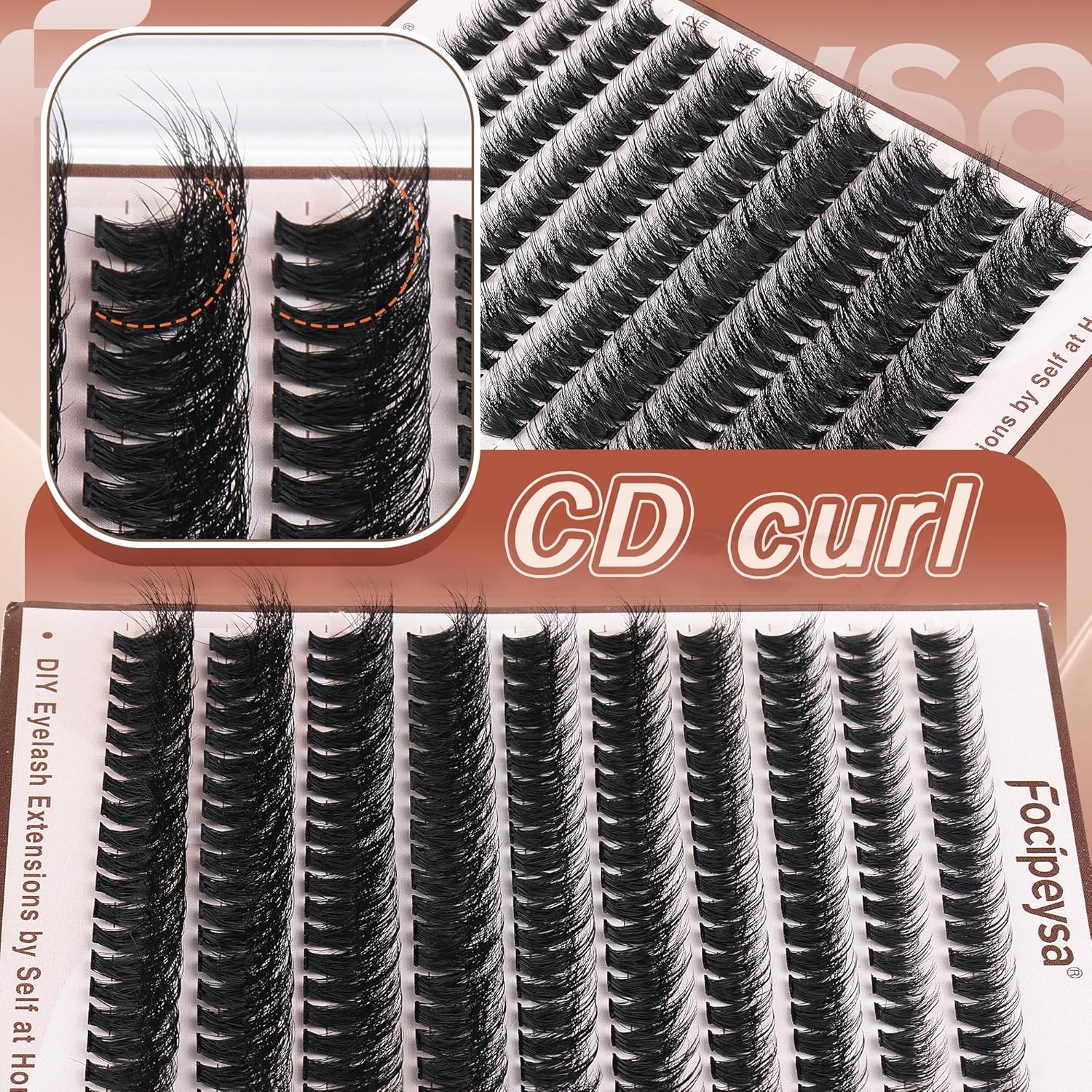 Ultra-Soft D Curl Lash Extensions: 200PCS Customizable Volume Cluster Kit