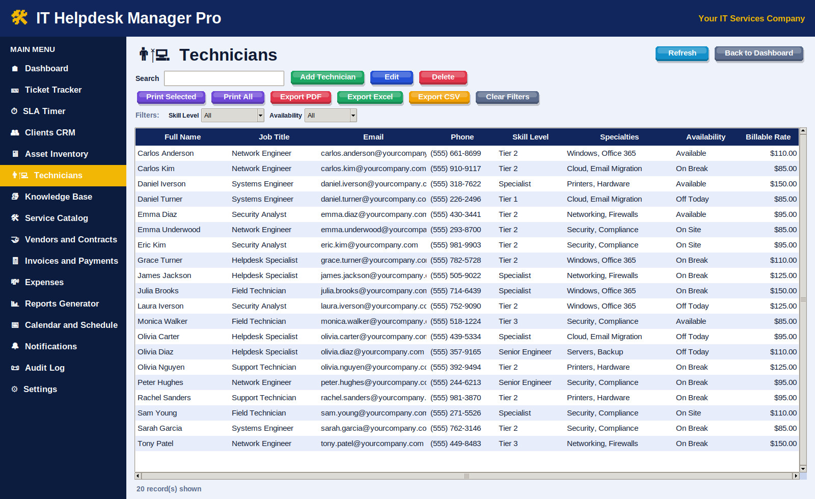 IT Helpdesk Manager Pro Software Ticket SLA CRM Invoice App Windows Mac Download