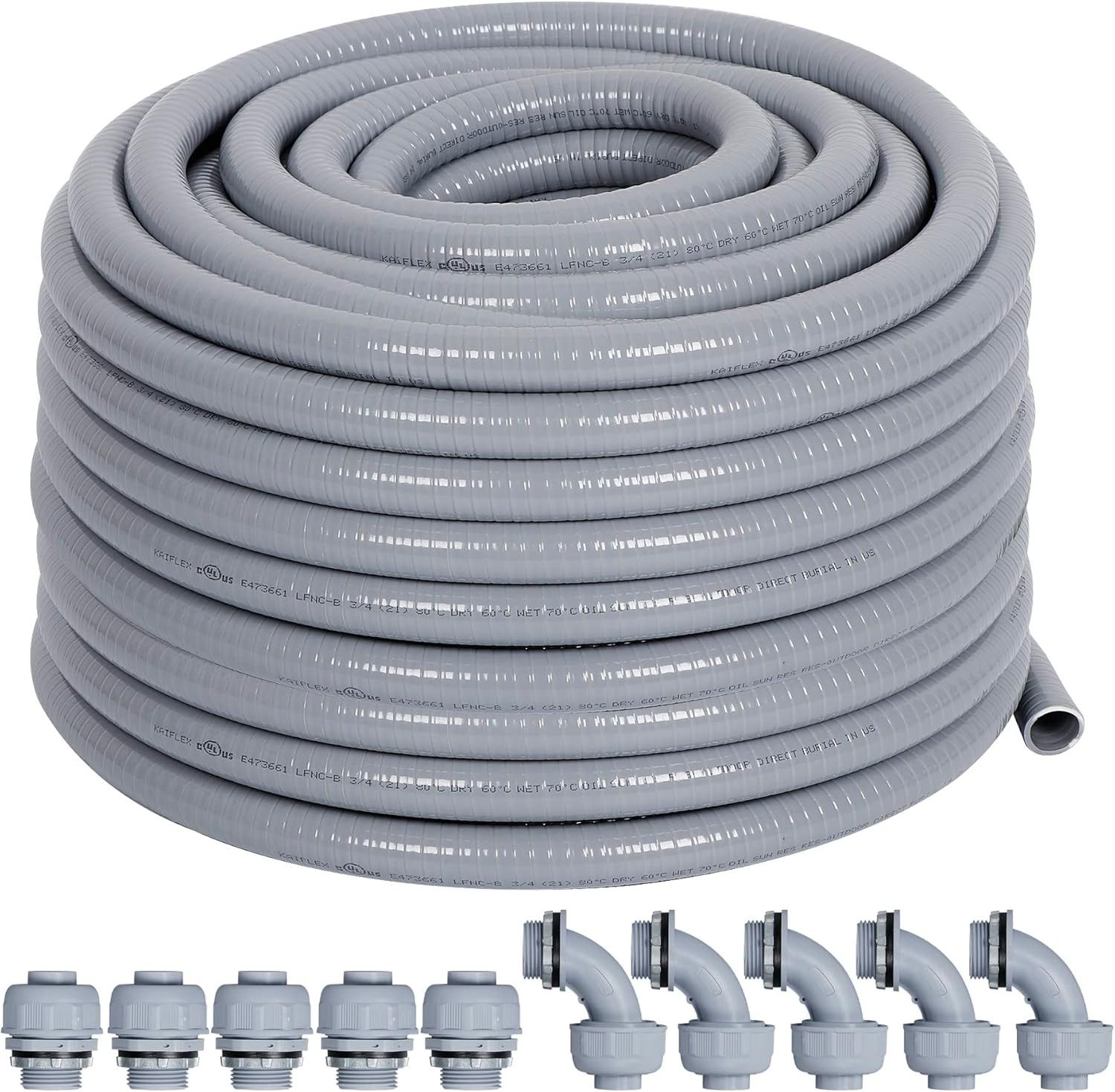 Liquid-Tight Conduit Kit 1/2 50Ft W/Ul Certification | Flexible Electrical Condu